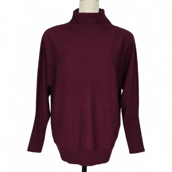 Telluride Clothing Company Sweaters - NWT Telluride Women's Burgundy Extra Fine Merino Wool Funnel Neck Sweater Size M